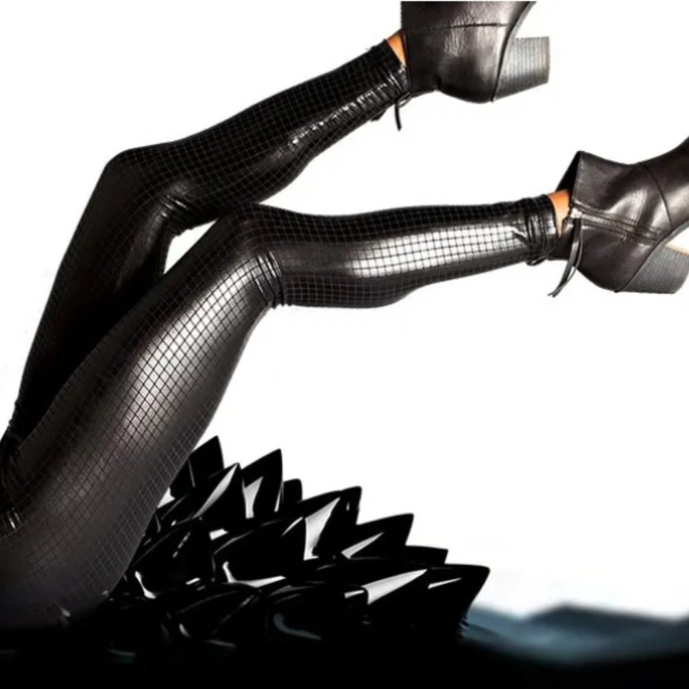 Betabrand Ferrofluid Black Disco Leggings, XS
